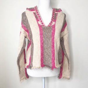 Free People Tribal Print Cropped Sweater w/ Hood S